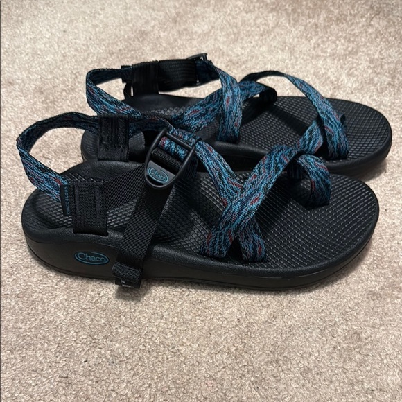 Chaco Black and Blue Sport Sandals with Adjustable Straps - Picture 2 of 6
